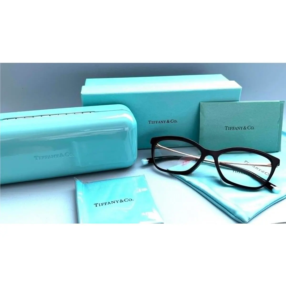 Tiffany Co Italy TF2205-F 8001 Rectangular Black Blue Eyeglasses 262