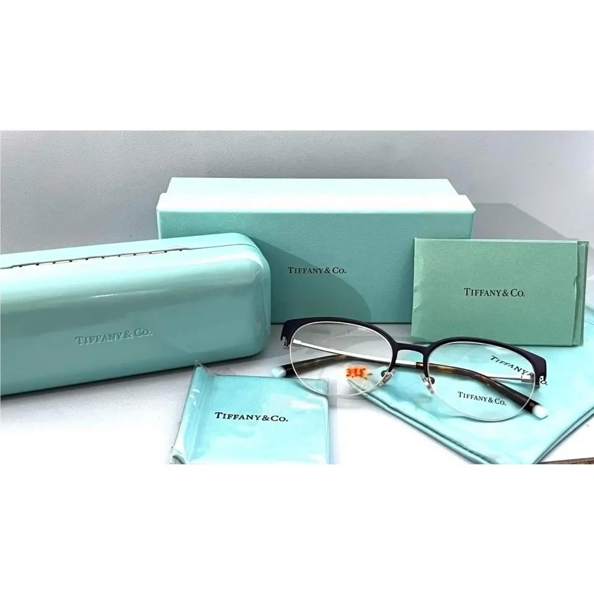 Tiffany Co TF1133 6129 Half Rim Navy Blue Silver Eyeglasses 266