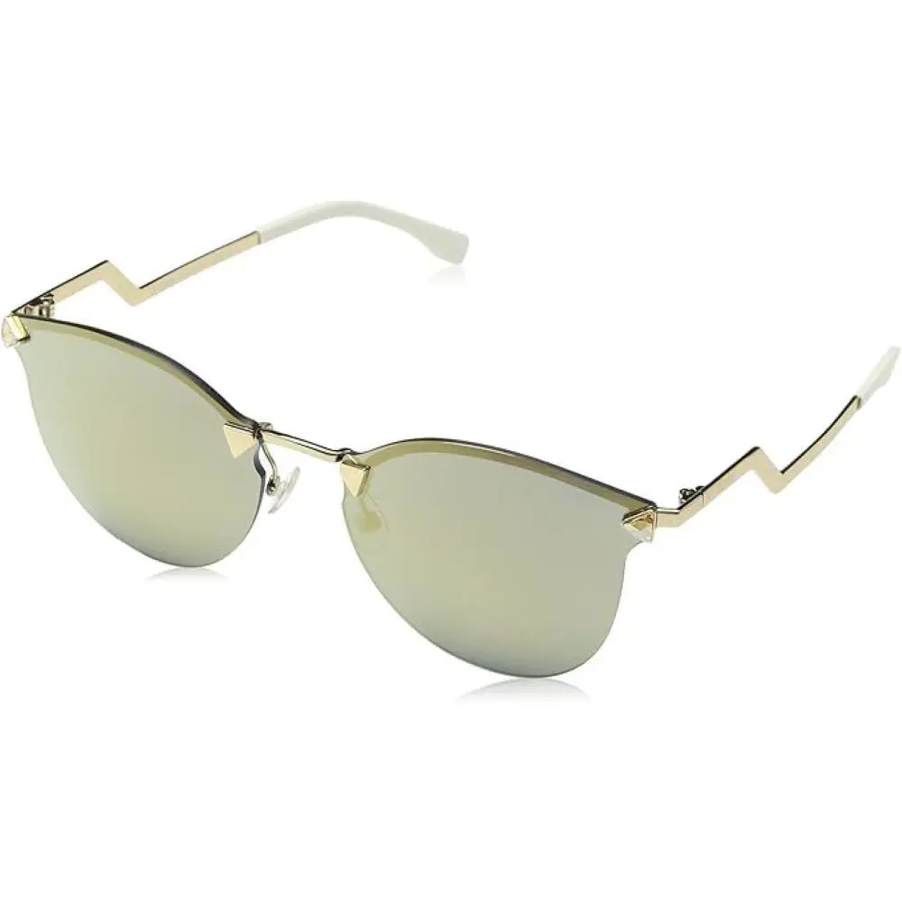 Fendi FF 0040 000JO Rose Gold Metal Oval Womens Sunglasses Gold Mirror Lens 60mm - Gold, Frame: Rose Gold, Lens: Grey
