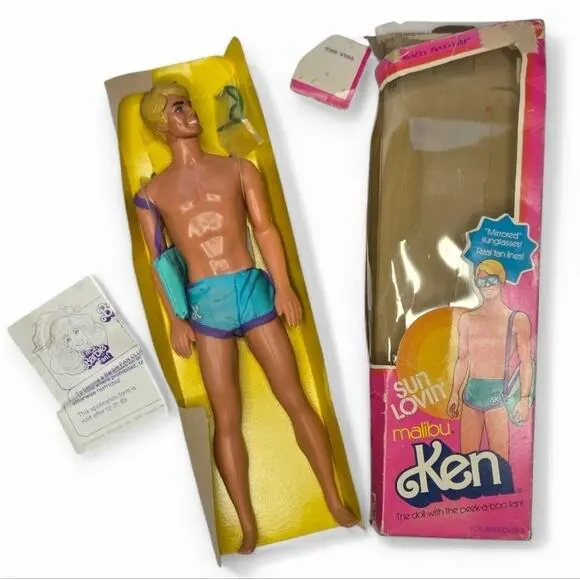 Vintage 1978 Mattel Sun Lovin` Tan Malibu Ken Barbie Doll Box