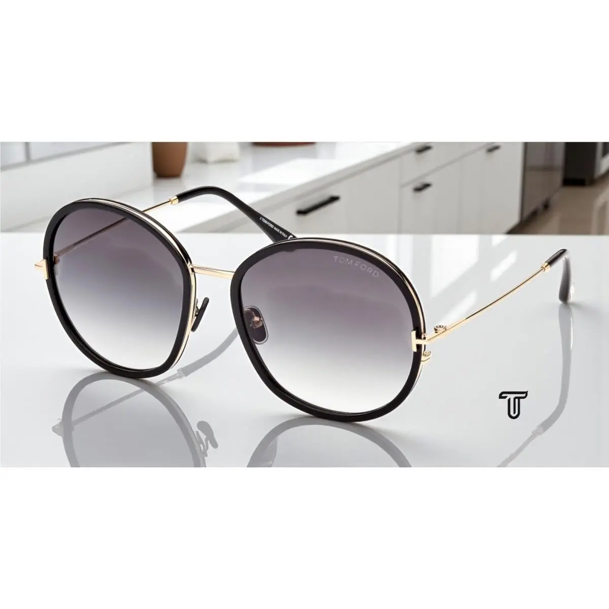 Tom Ford FT0946 01B Hunter 02 Shiny Black Grad Smoke 58 mm Women`s Sunglasses