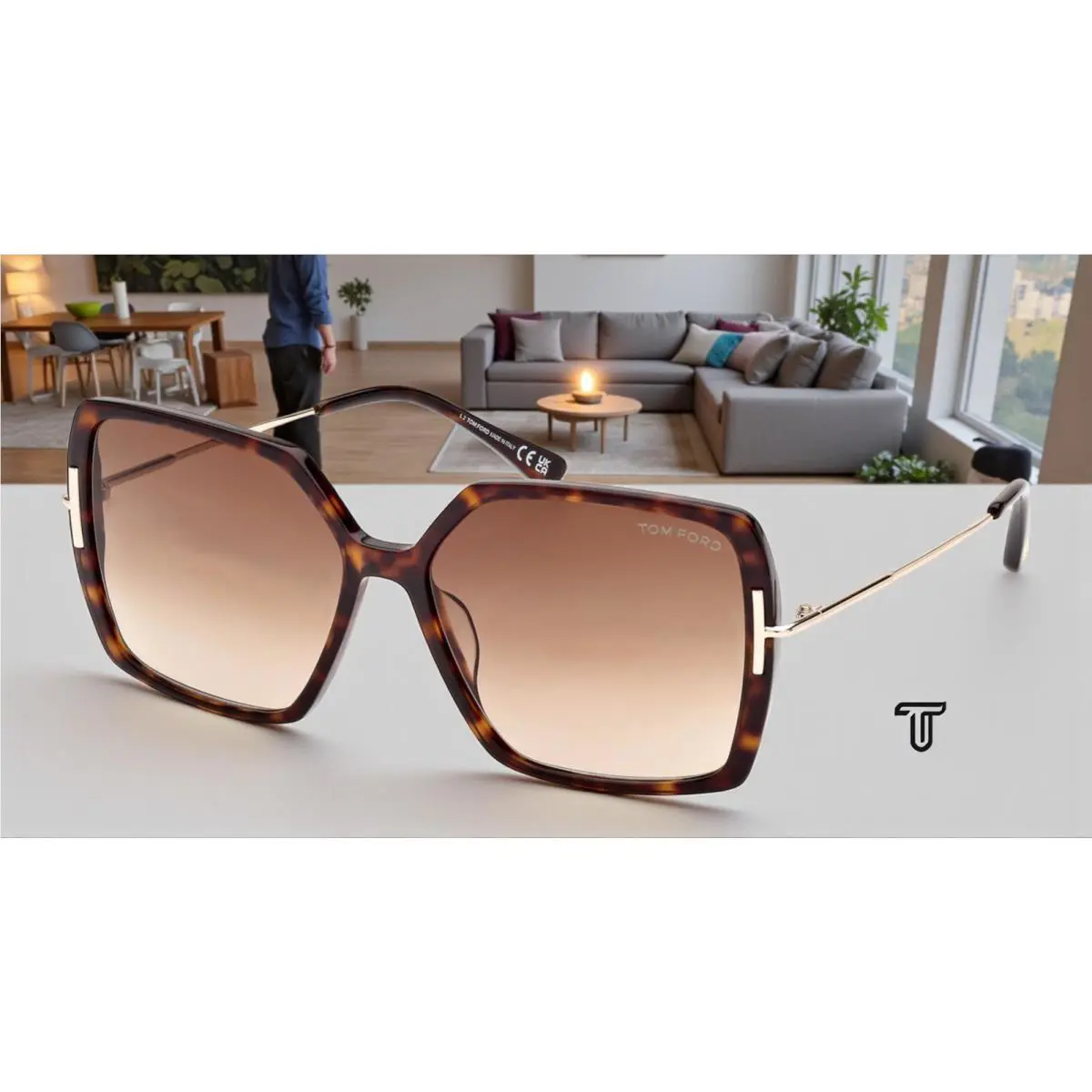 Tom Ford Joanna FT1039 F 52F Dark Havana Gradient Brown 59mm Women`s Sunglasses