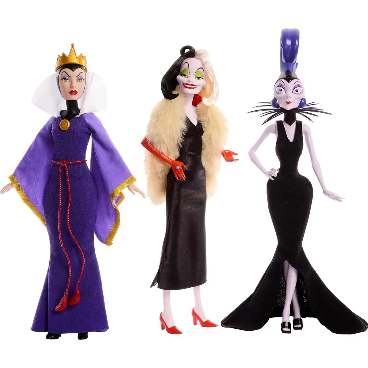 Mattel Disney Villains Evil Queen Cruella de Vil Yzma Fashion Dolls 3-Pack