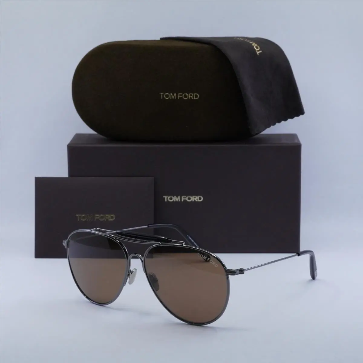 FT0995 08E Shiny Gunmetal/vintage Brown 59-14-145 Sunglasses by Tom Ford