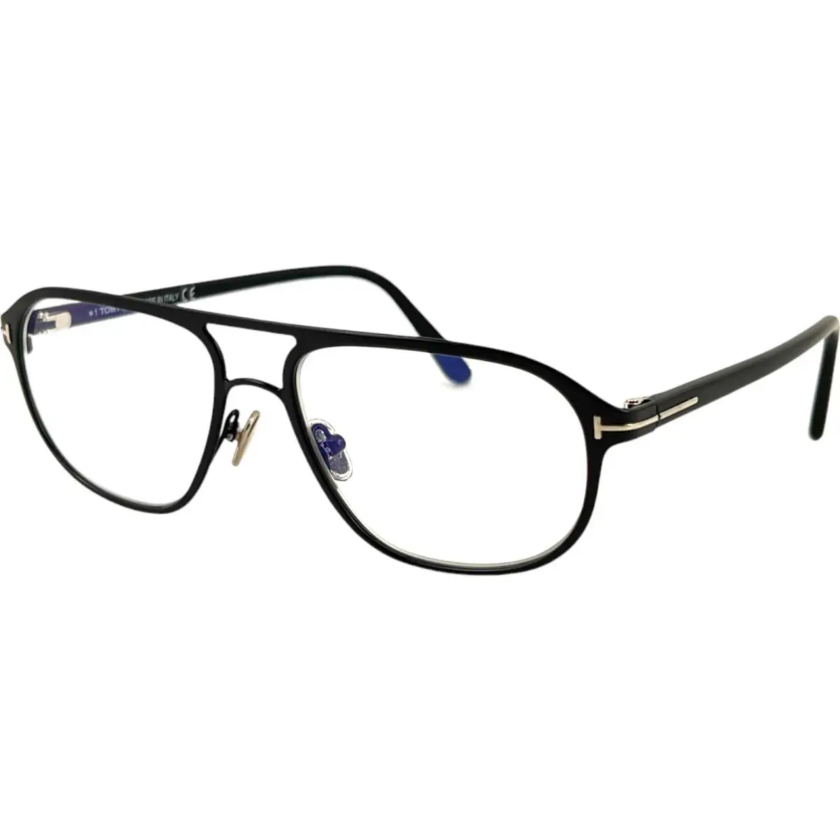 Tom Ford TF5751 002 Metal Eyeglasses Frame Matte Black 55-16 Blue Block Lens
