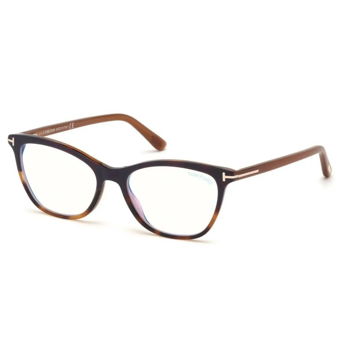 Tom Ford FT5636B 055 Violet/red Havana Light Brown Blue Block Square Eyeglasses