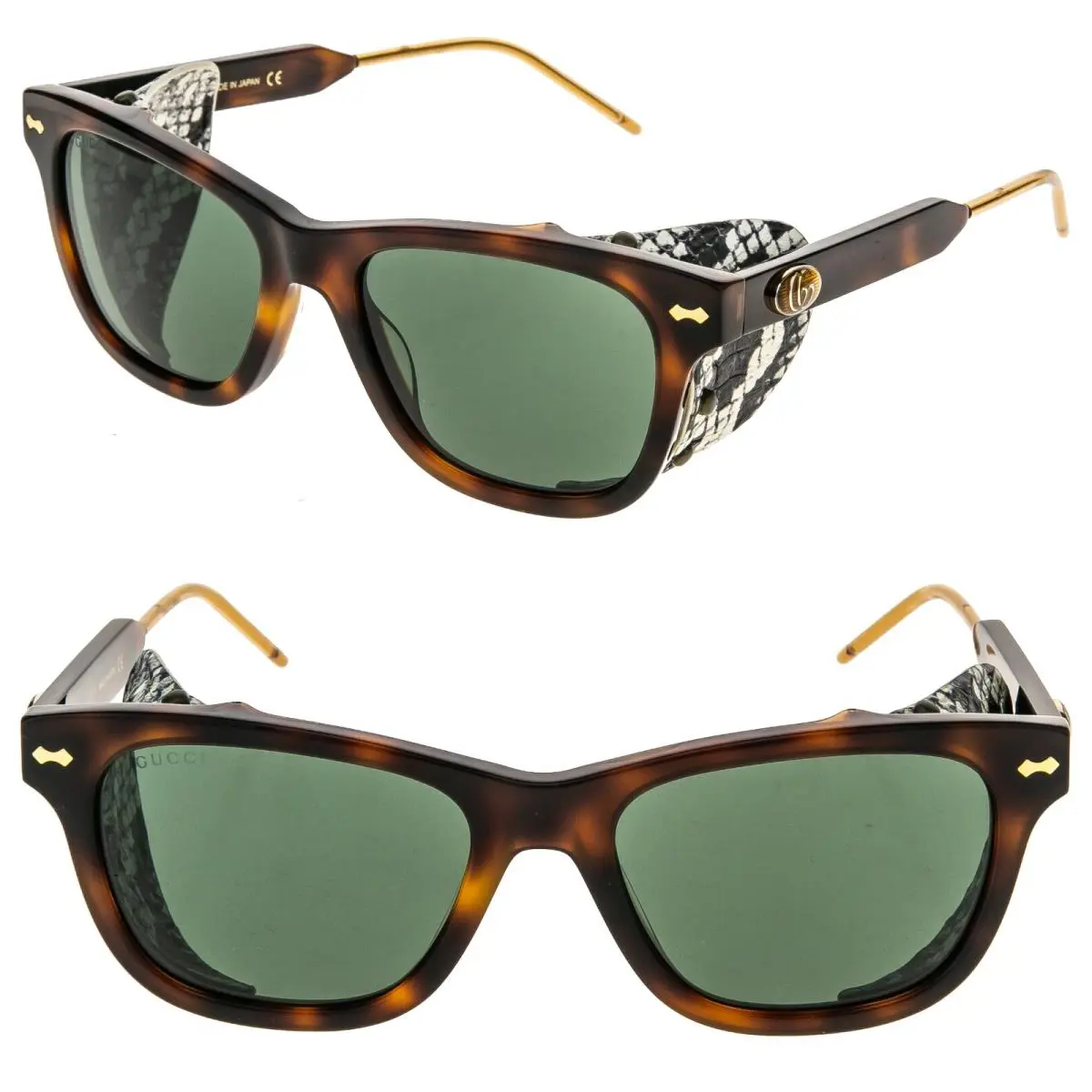 Gucci GG0671S Guilloché 0671 Brown Snake Leather Blinker Unisex Sunglasses 002