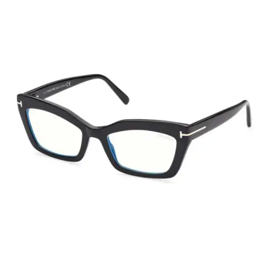 Tom Ford FT 5766-B 001 Shiny Black Blue Light Blocking Cat-eye Women Eyeglasses