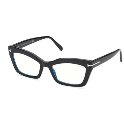 Tom Ford FT 5766-B 001 Shiny Black Blue Light Blocking Cat-eye Women Eyeglasses