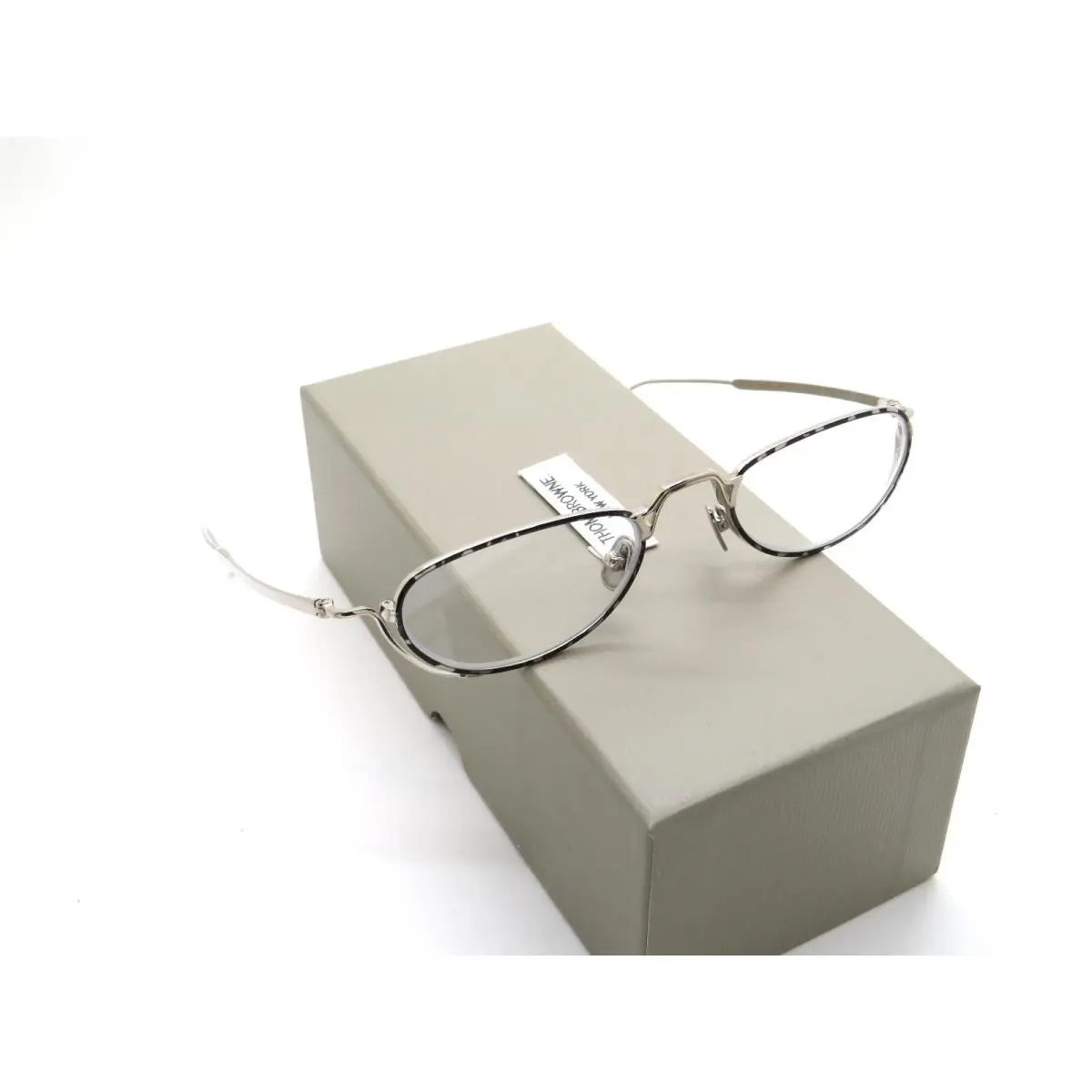 TBX913-50-02-SLV Silver/grey Tortoise 50mm Eyeglasses by Thom Browne