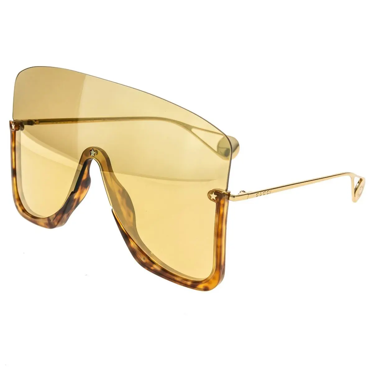 Gucci GG0540S Star 0540 Blonde Havana Mirrored Mask Oversized Sunglasses 003
