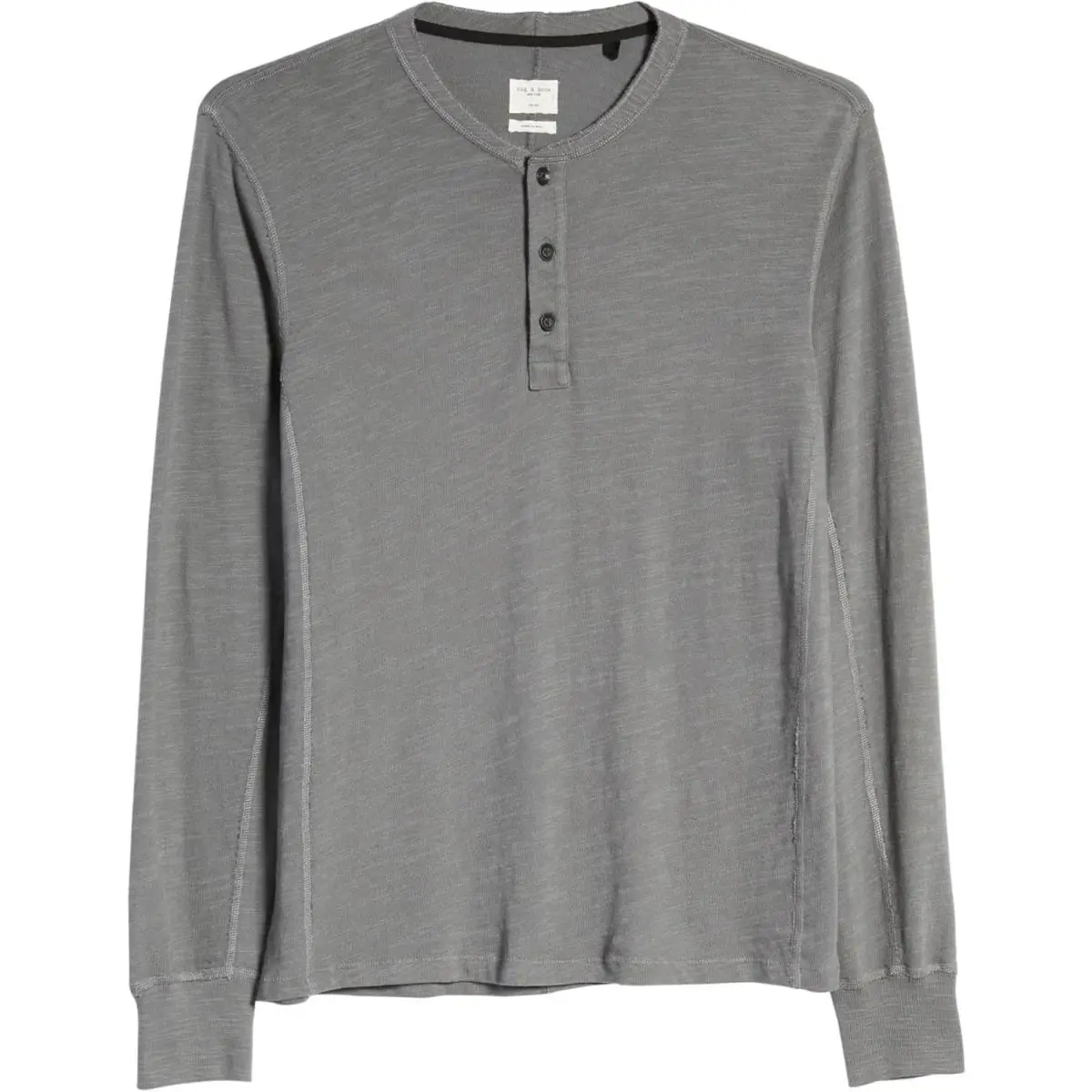 Rag Bone Men`s Classic Flame Long Sleeve Henley Shirt Dark Grey