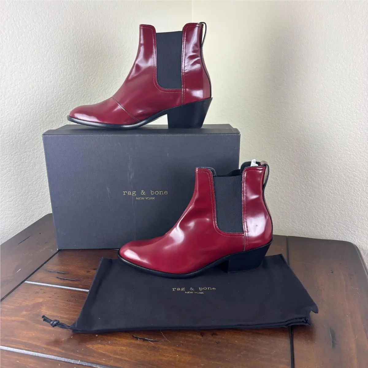 Rag Bone York Bordeaux Leather Dixon Boot - SK Women`s Size 9 EU 39