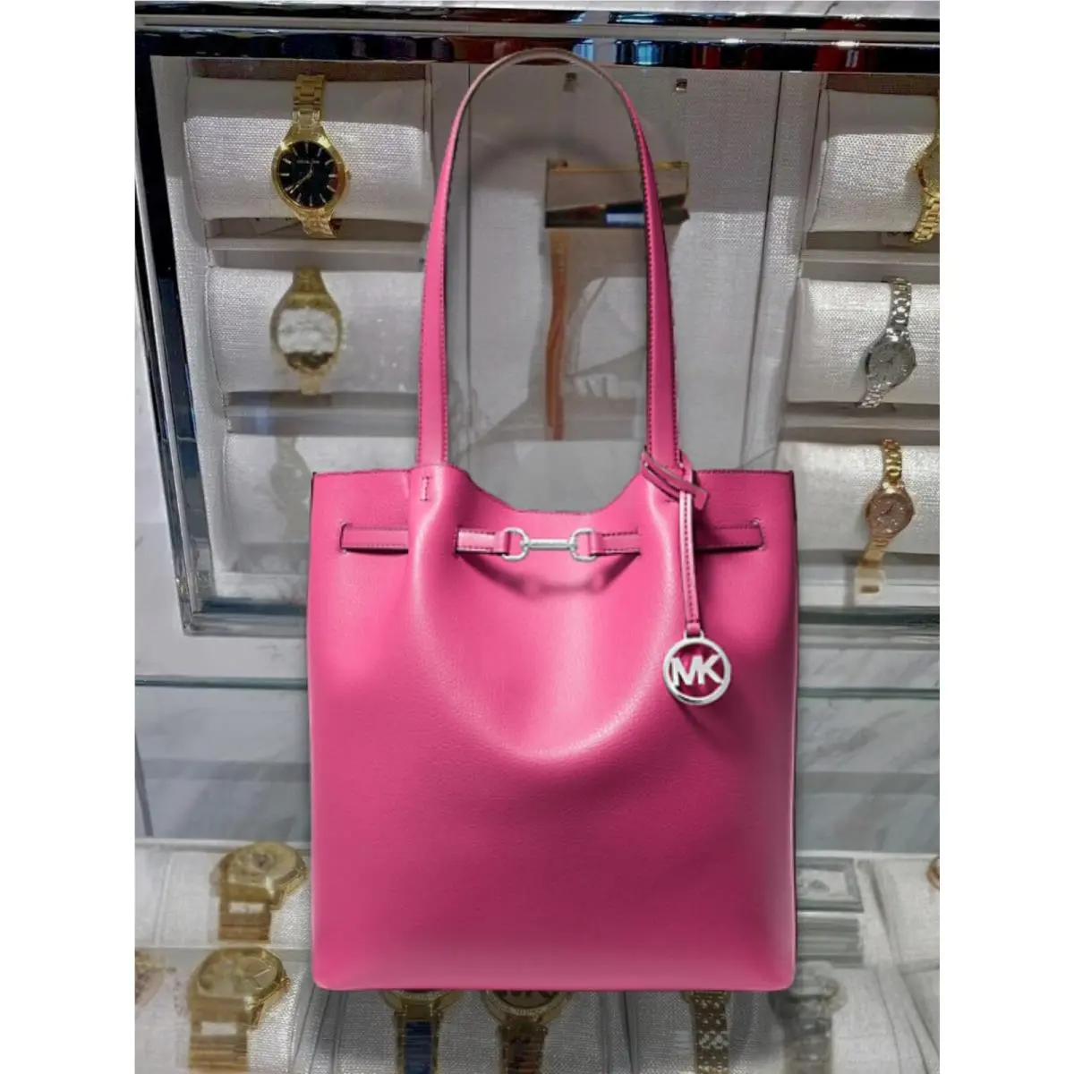 Carson Lady Large Leather Shoulder Tote Bag Handbag Crossbody Purse DRAGONFRUIT by Michael Kors