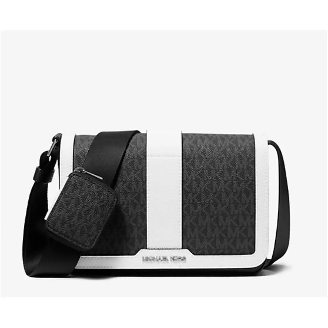 Michael Kors Cooper Men Mini Flap Logo Print Crossbody Bag w/ Pouch Red Clay