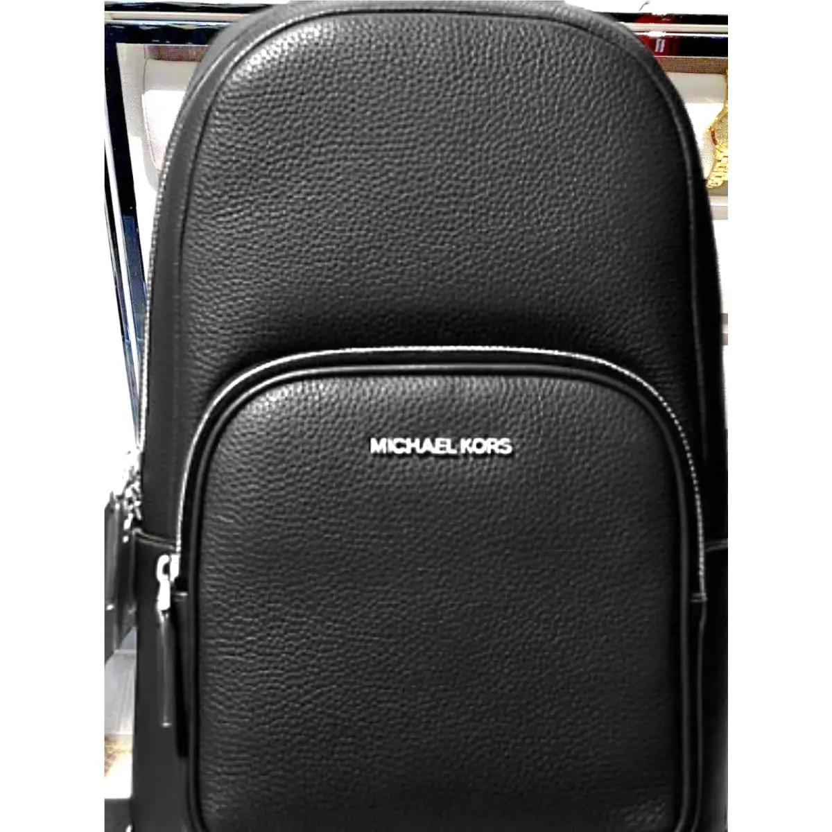 Cooper Men Black Leather Travel Sling Pack Crossbody Shoulder Bag by Michael Kors