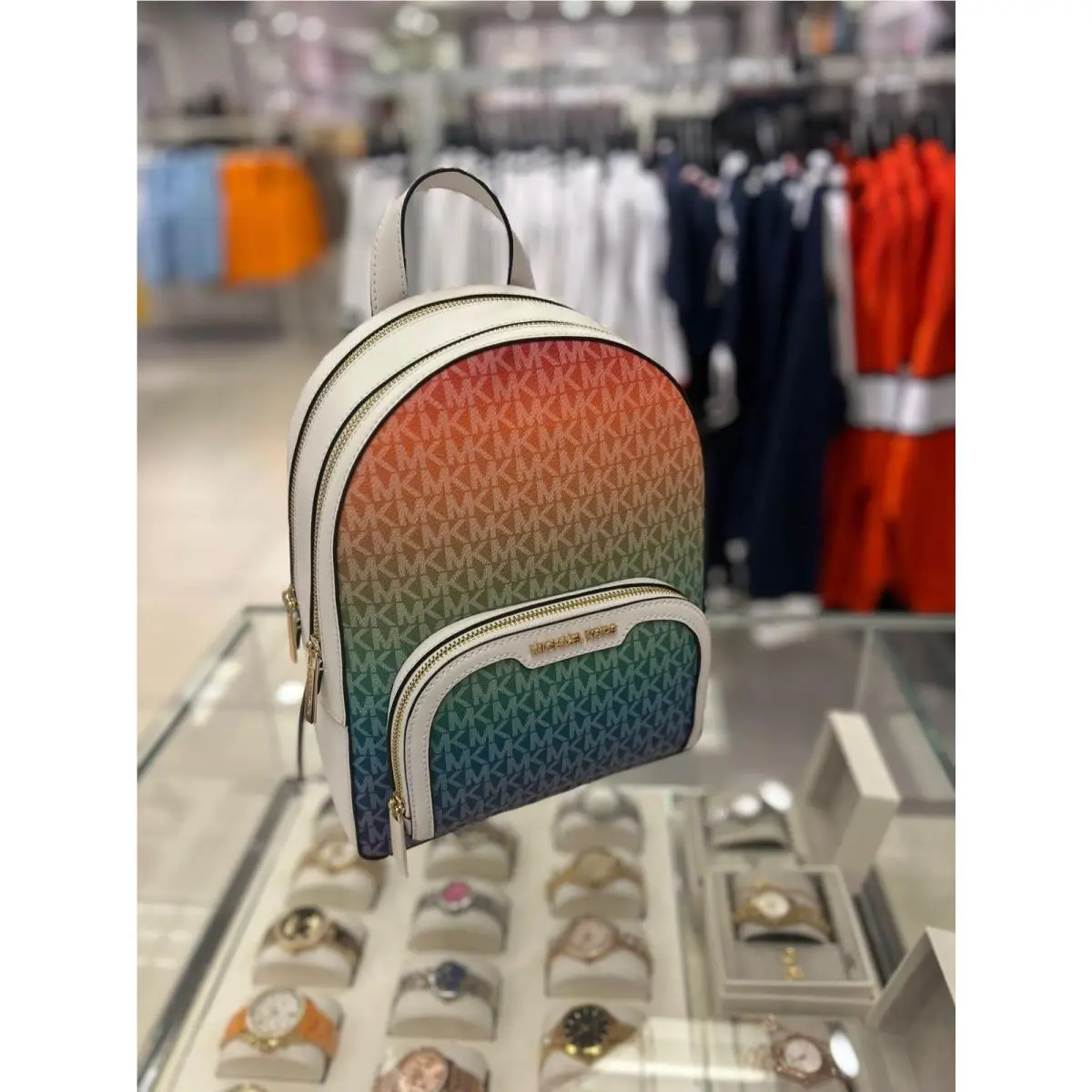 Michael Kors Jaycee Women Girls Medium Fashion Shoulder Backpack Bag Rainbow MK