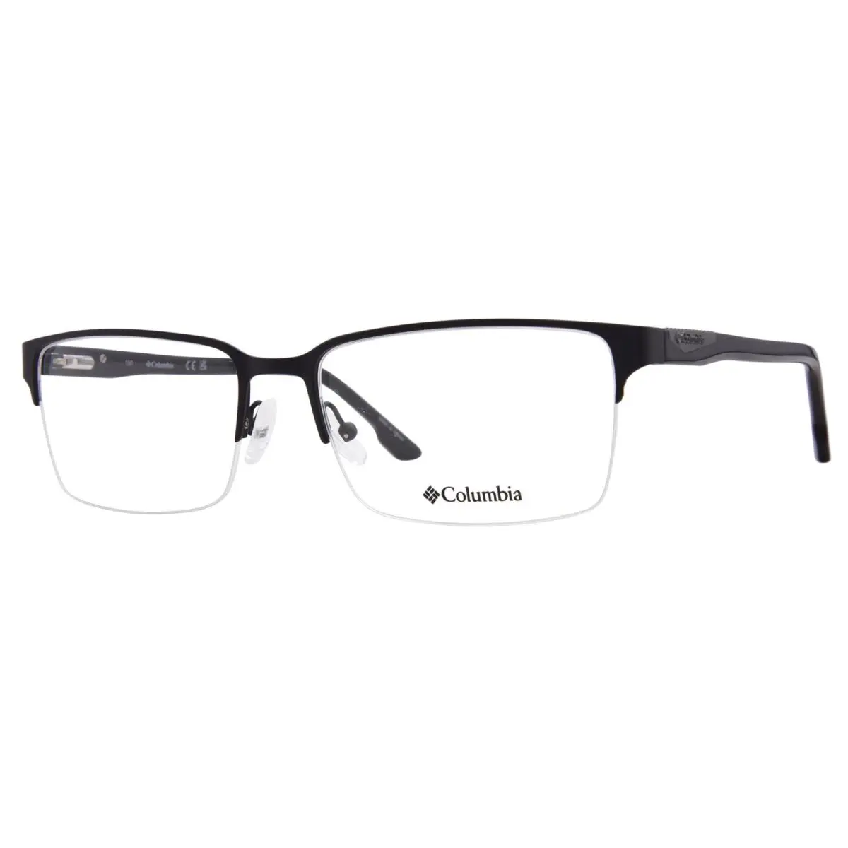C3054 002 Eyeglasses Men`s Satin Black Semi Rim Rectangle Shape 60mm by Columbia
