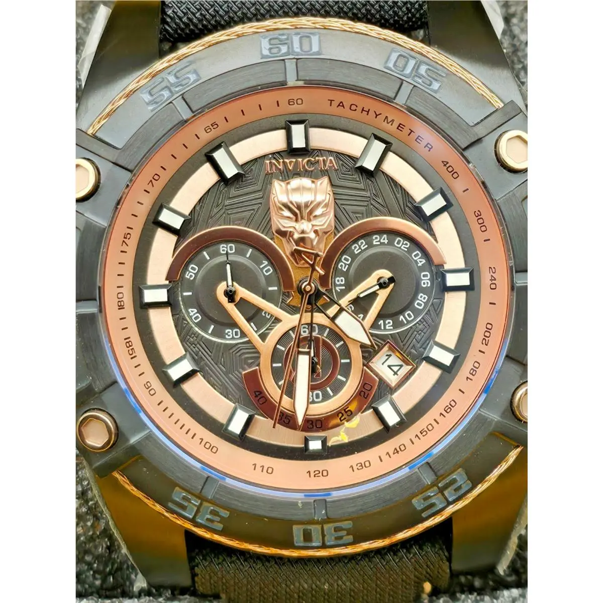 Invicta Marvel Black Panther 52MM Quartz Chronograph Leather Men`s Watch