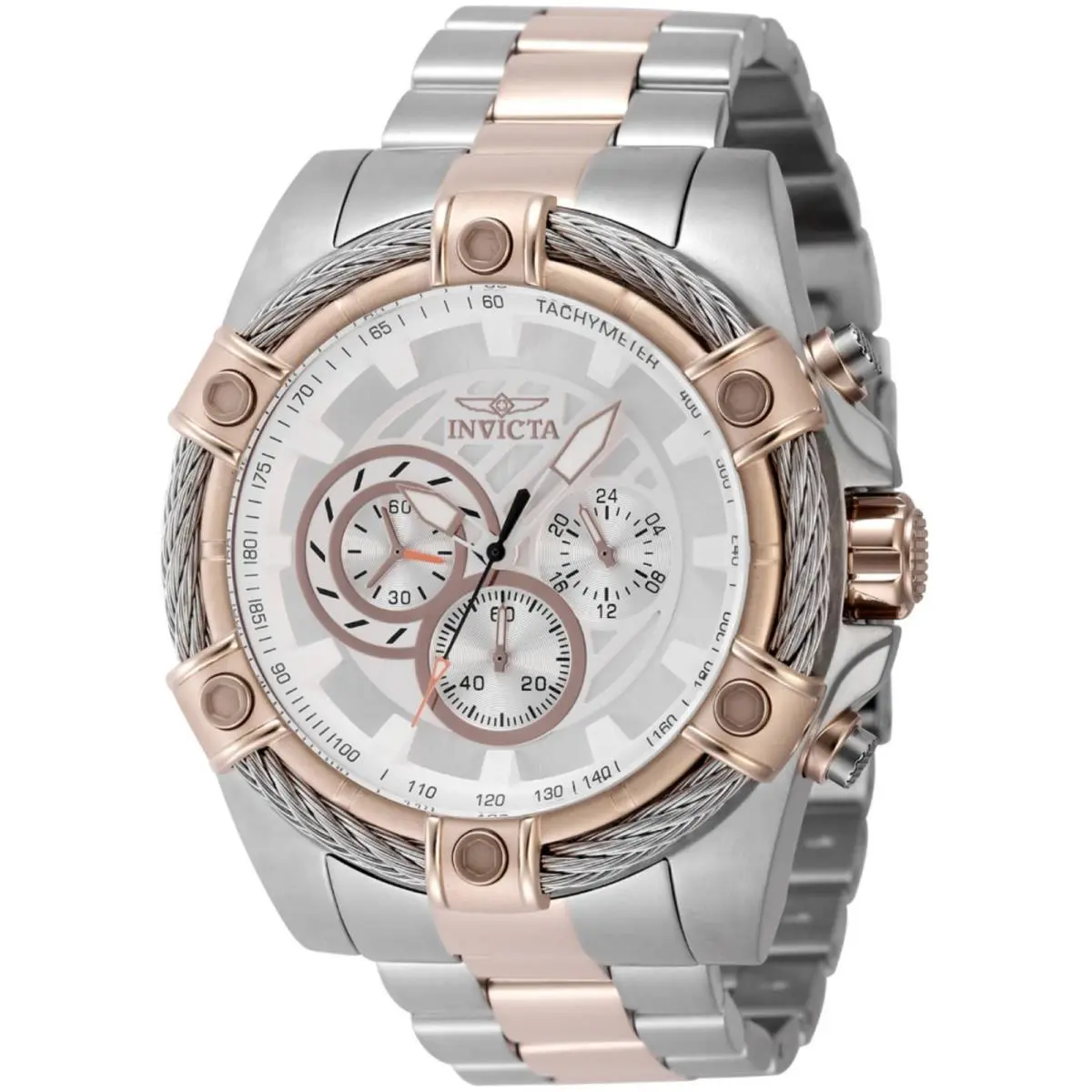 Invicta Men`s Watch Bolt Two Tone Silver and Rose Gold Tone Bracelet 48869