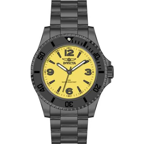 Invicta Men`s Specialty 41mm Quartz Yellow Dial Black Tone SS Watch