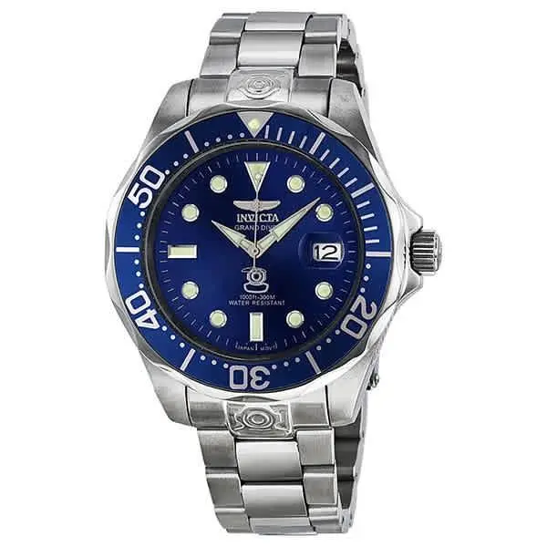Grand Diver Blue Dial Stainless Steel Men`s Watch 3045 by Invicta