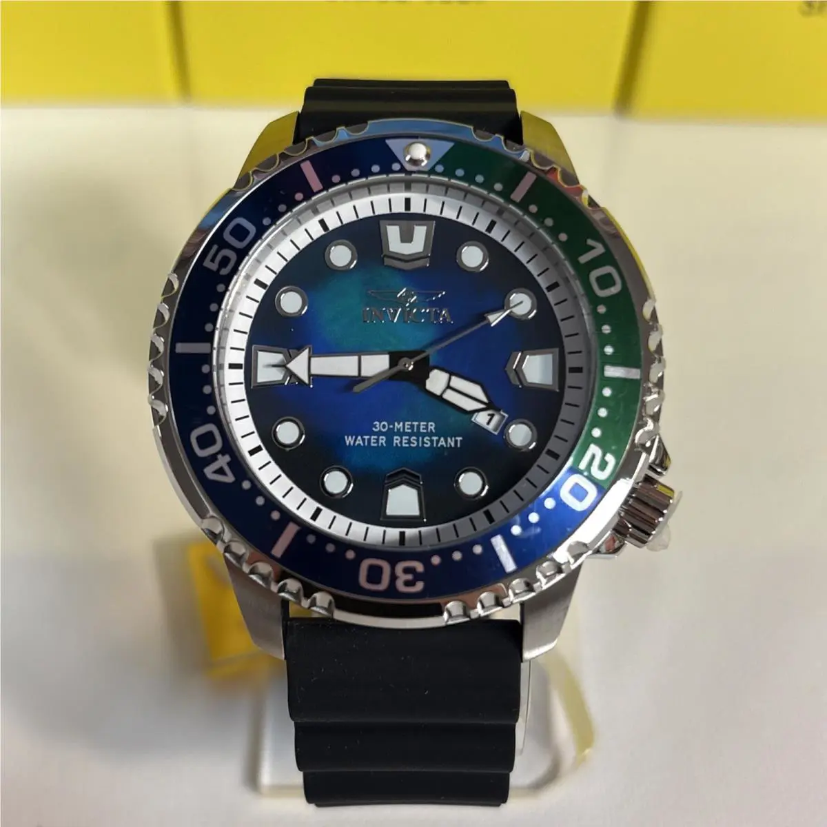 Invicta Pro Diver Men’s Quartz Watch 48mm Blue Green Dial Silicone Strap 49545