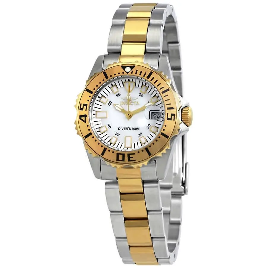 Invicta Pro Diver Mop Dial Ladies Watch 6895 - Gold / Mother of pearl, Dial: Mother of Pearl, Band: Two-tone (Silver-tone and Yellow Gold-plated)