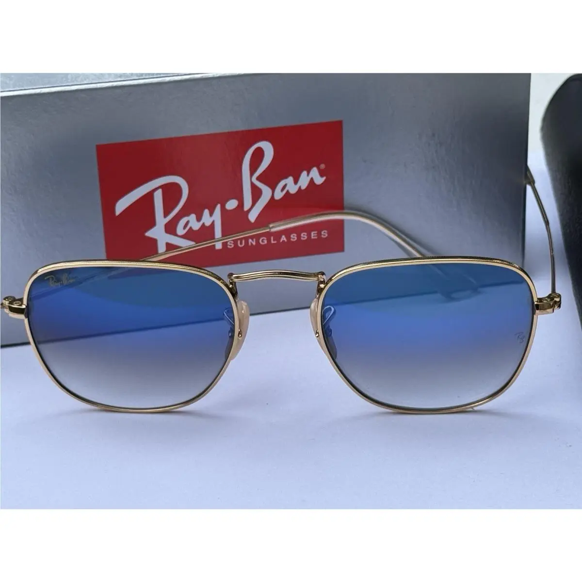 Ray-ban RB3857 9196/3F Frank Gold with Gradient Blue Sunglasses 51mm