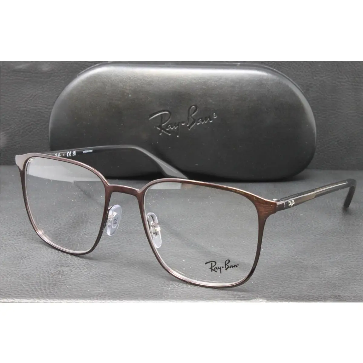 Ray Ban Eyeglasses Men`s Brushed Dark Brown Square Metal 54mm RX6512-2593