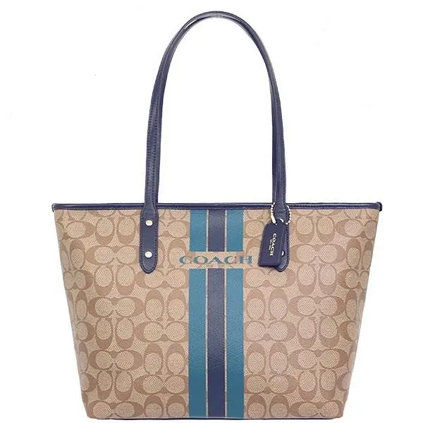 Coach Varsity Stripe City Zip Tote in Signature 38405 Im/midnight