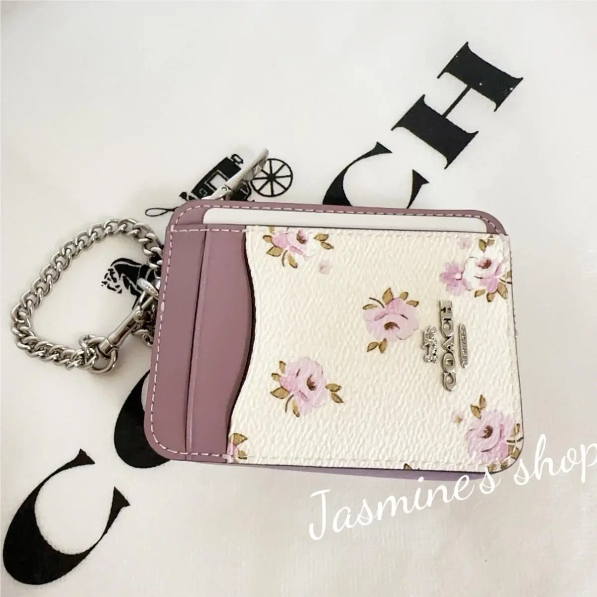 Coach Zip Card Case with Floral Print CAU43