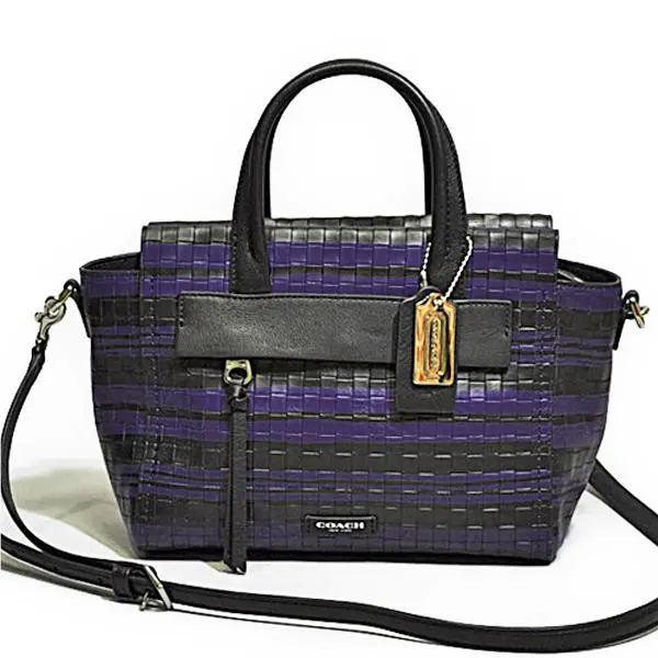 Coach Bleecker Embossed Woven Leather Mini Riley 31001 Sv/blue Indigo/black