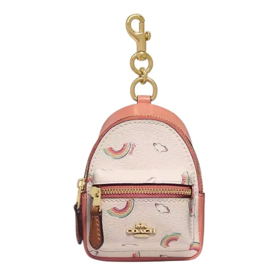 Coach Mini Court Backpack Bag Charm Allover Rainbow Print F73143
