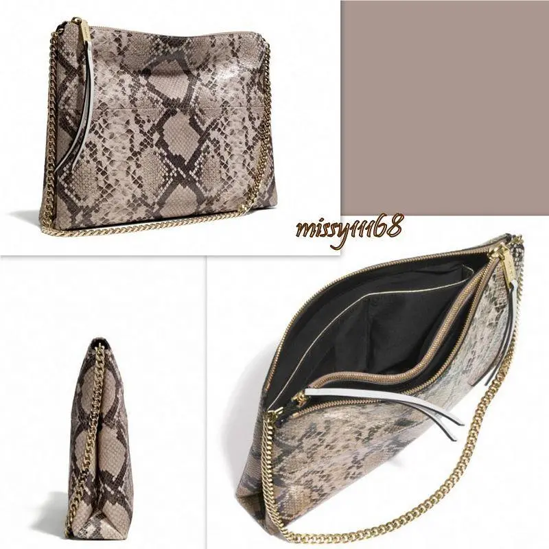Coach The Highrise Shoulder Bag in Python Printed Leather 30464 Gold/snake Brown