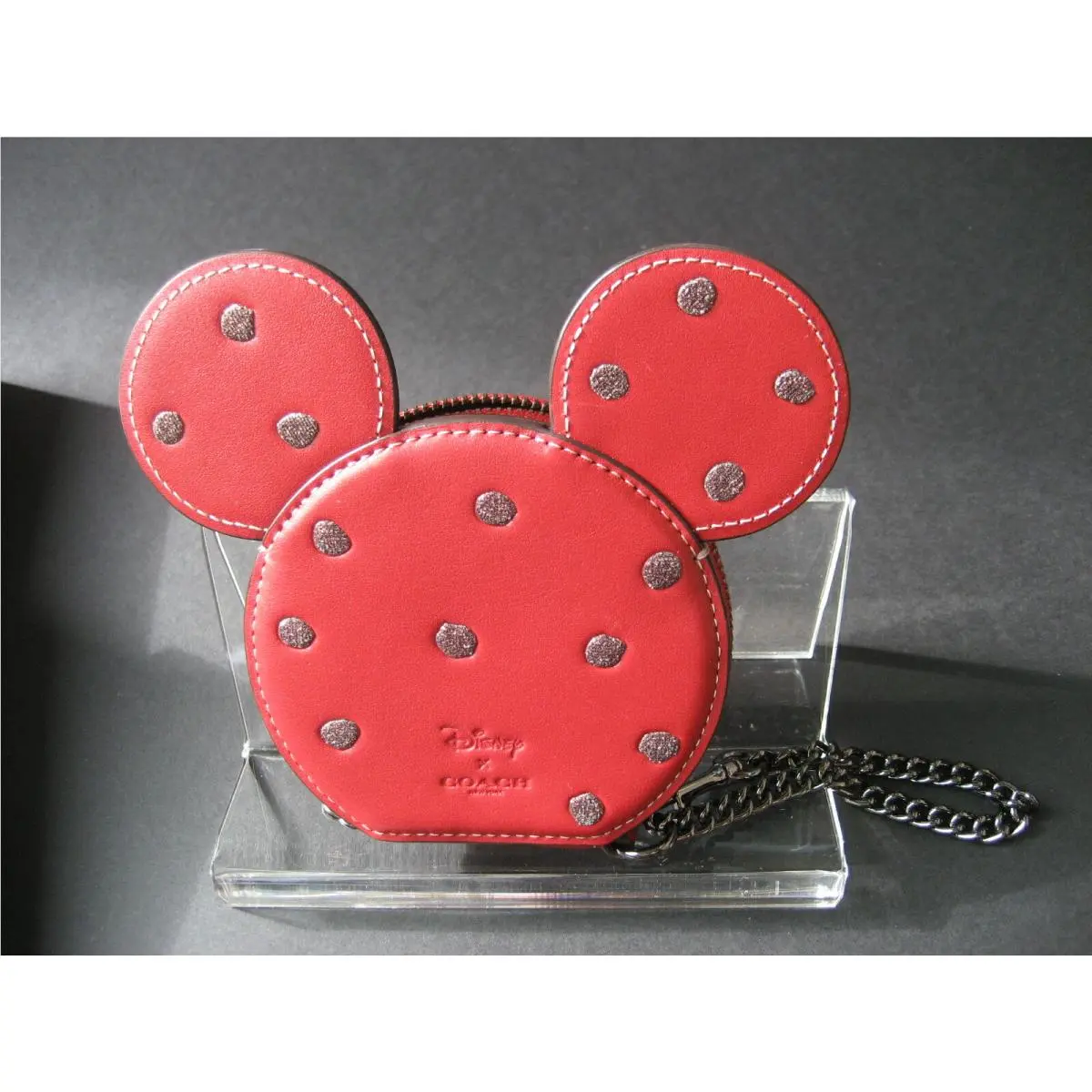 Coach Boxed x Disney Minnie Mouse Coin Case 37539B Dark Gunmetal/1941 Red