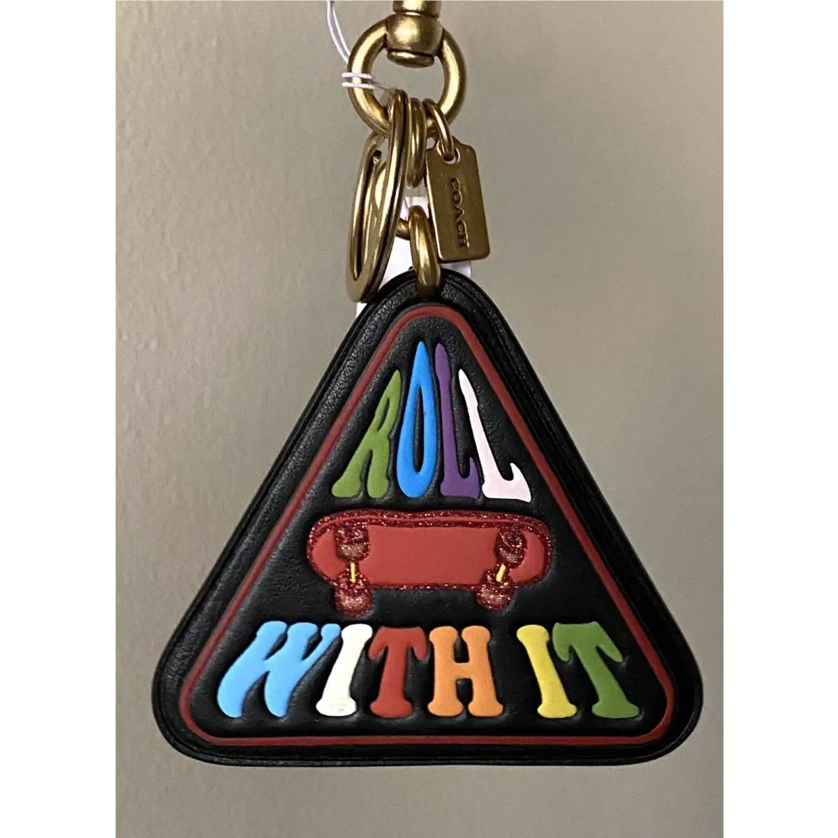 Coach Black/multi Roll with IT Bag Charm / Key Ring / Fob CA337