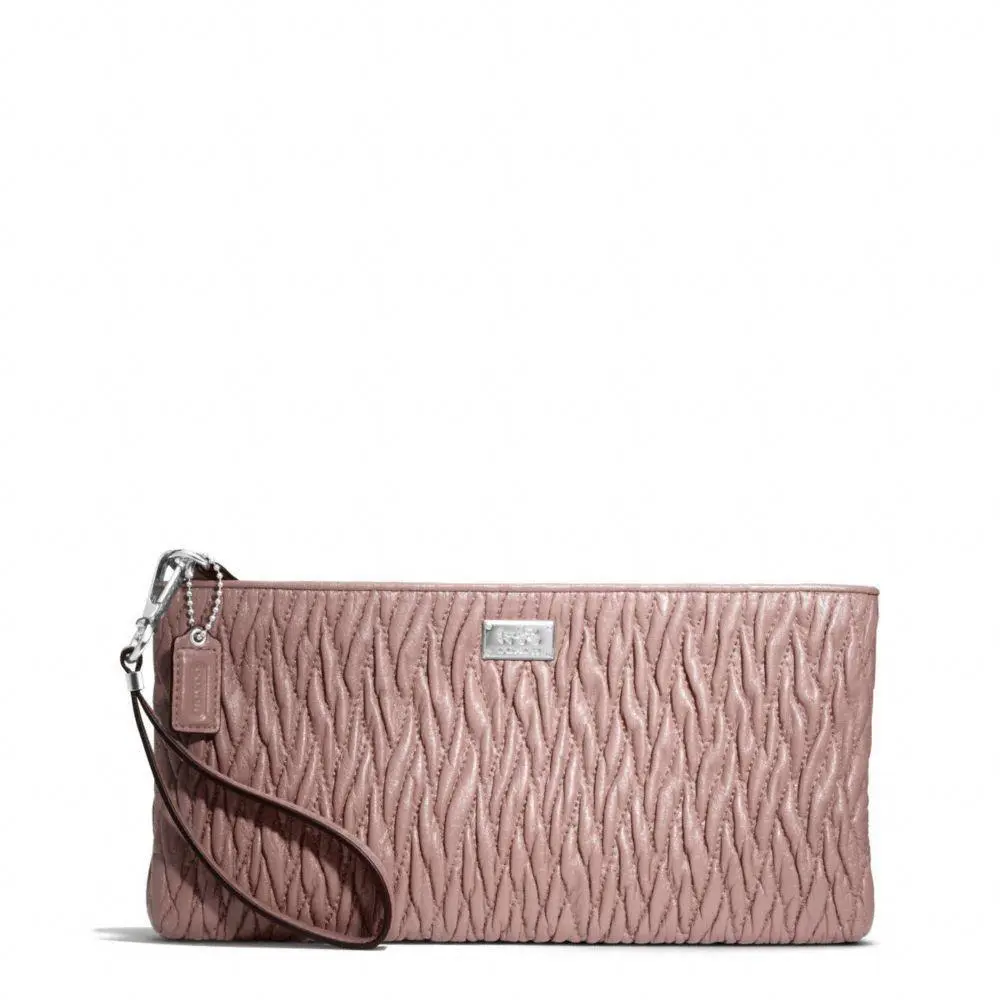 Coach Madison Flat Clutch in Gathered Twist Leather 49721 Silver / Tearose - Silver / Tearose