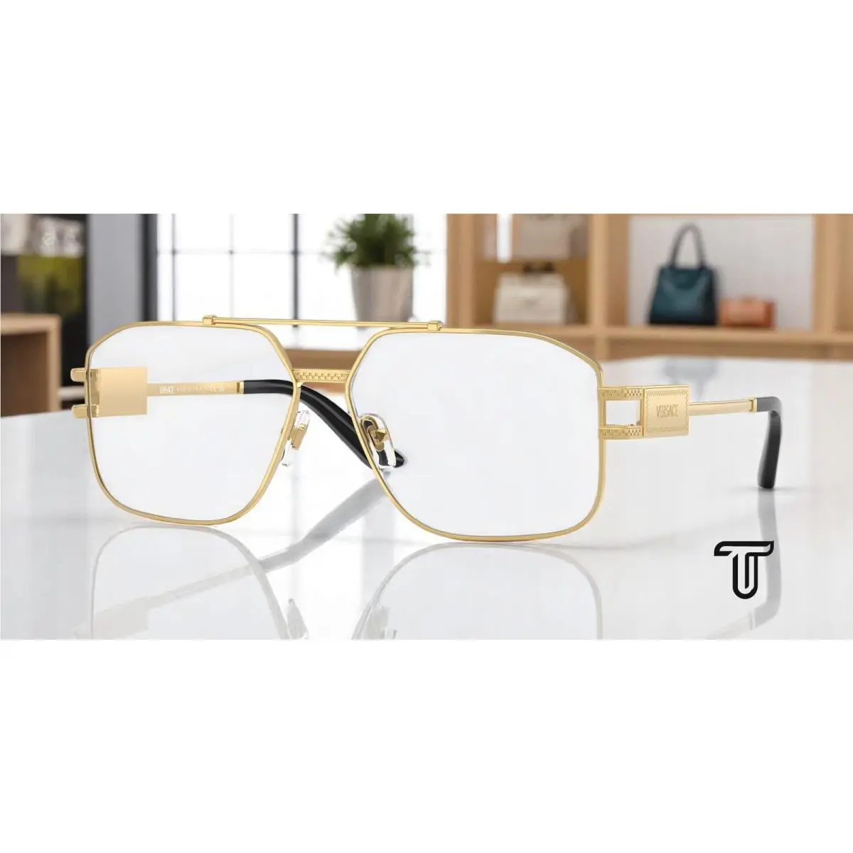Versace VE1302 1002 Gold Demo Lens 57 mm Men`s Eyeglasses