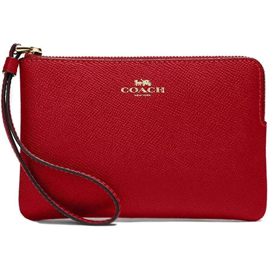 Crossgrain Leather Corner Zip Wristlet Wallet 1941 Red by Coach