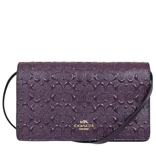 Signature Debossed Patent Leather Foldover Crossbody Clutch15620 Oxblood1 by Coach