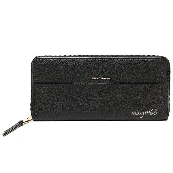 Coach Slim Accordion Zip Wallet in Pebbled Leather 51862 Light Gold / Black
