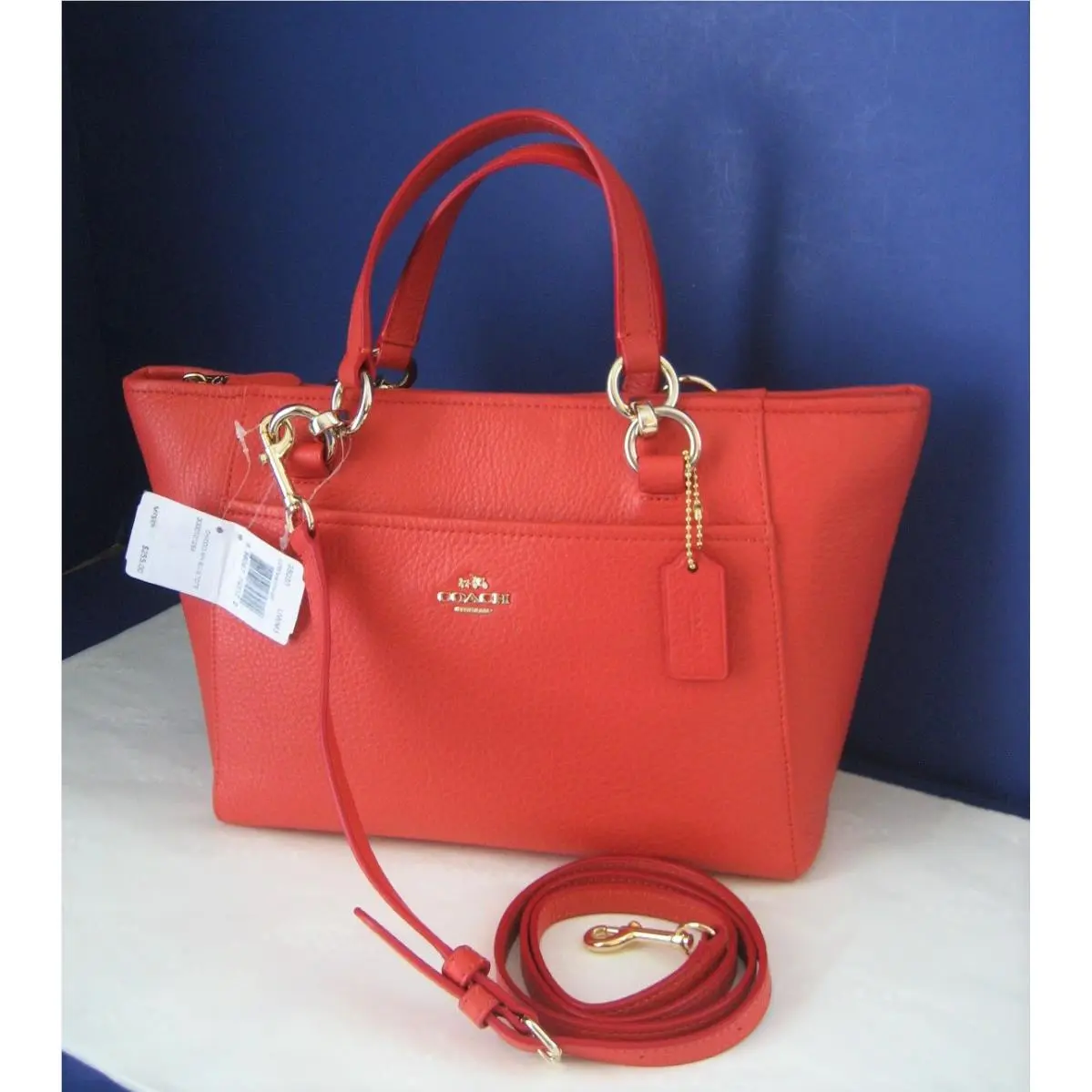 Mini Ellis Tote in Pebble Leather 35030 Light Gold/watermelon by Coach
