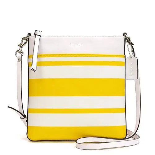 Bleecker N/s Striped Coated Canvas Swinpack 51559 Sv/sunglow White by Coach