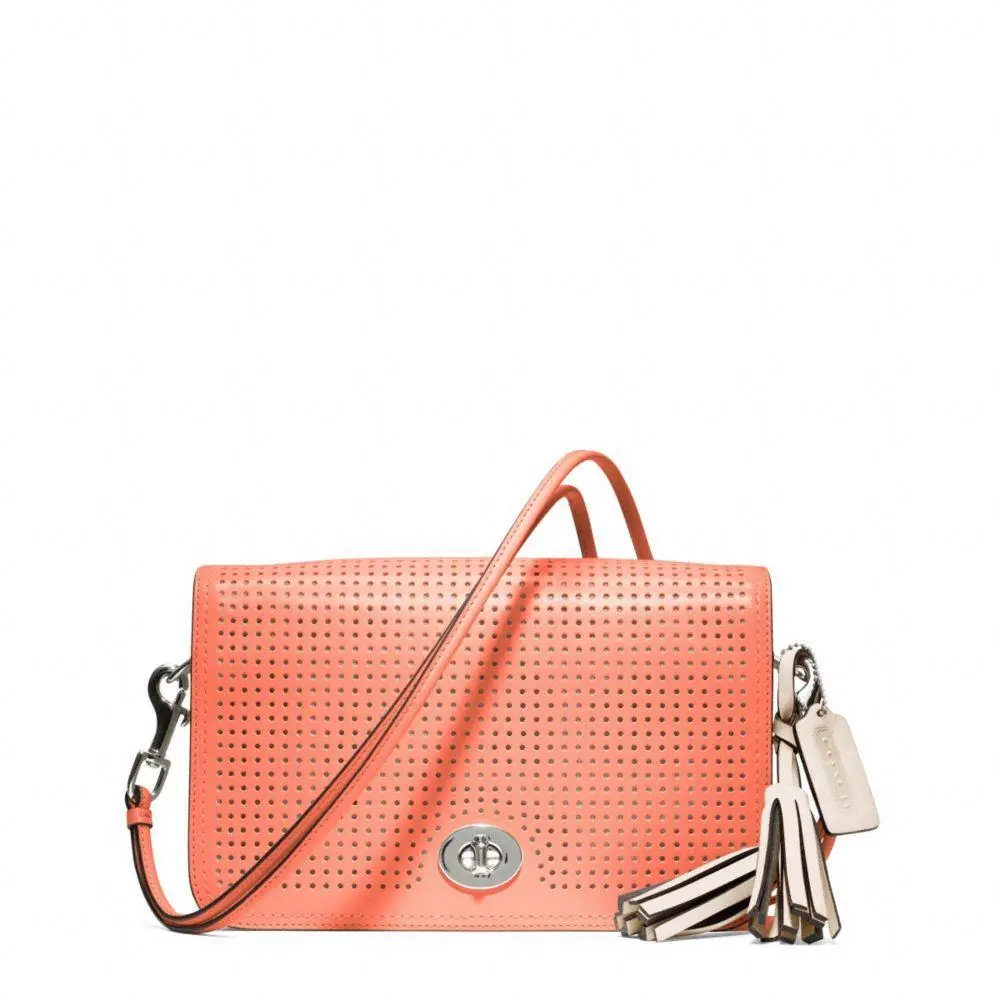 Coach Legacy Perforated Leather Penelope Shoulder Bag 23404 Coral/sand
