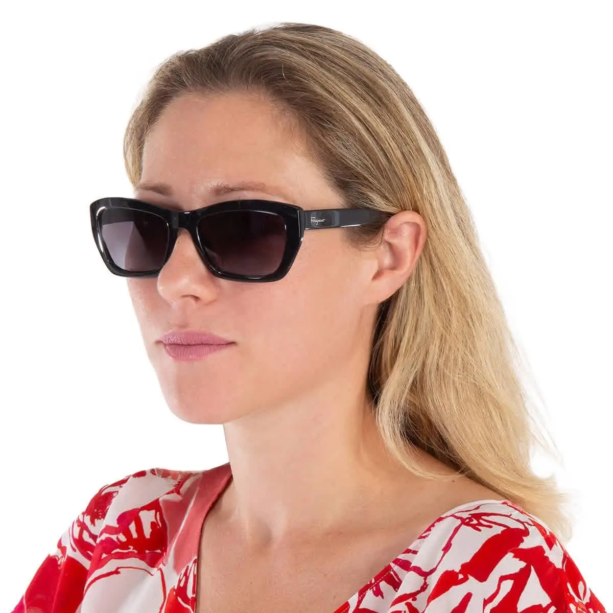 Salvatore Ferragamo Grey Rectangular Ladies Sunglasses SF958S 001 55