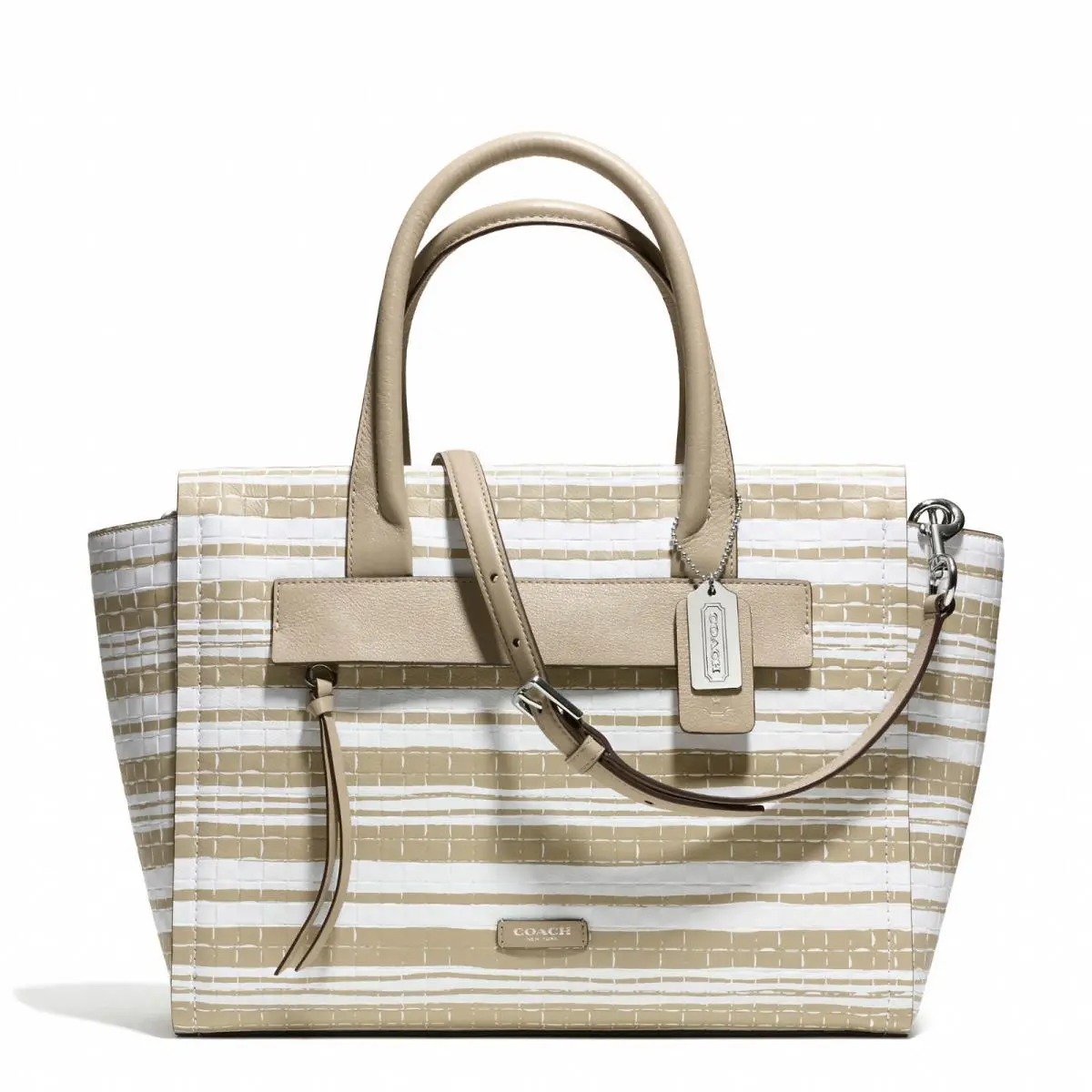 Bleecker Riley Carryall in Embossed Woven Leather 31002 Sv/fawn/white by Coach