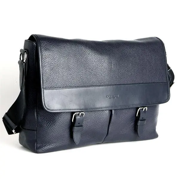 Coach Henry Messenger in Pebble Leather 54149 Midnight W/silvertone Hardware