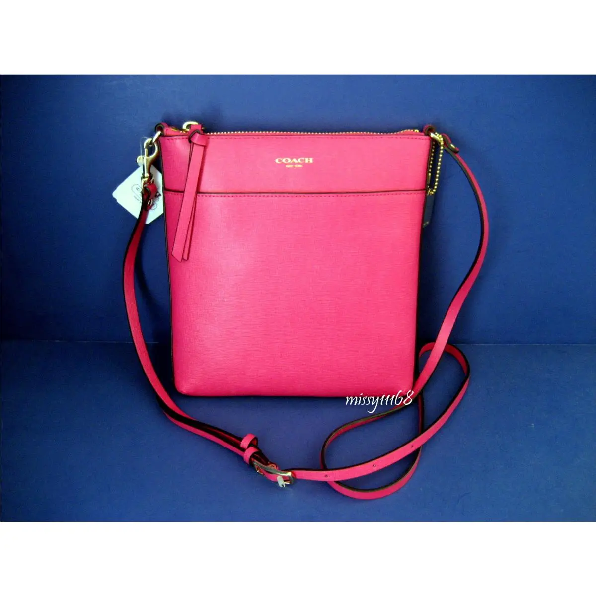 Coach North/south Swingpack in Saffiano Leather 51313 Light Gold/pink Ruby