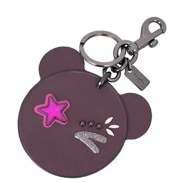 Coach Outlaw Face Bag Key Ring Key Chain Bag Charm 21538 Oxblood/mulit-color